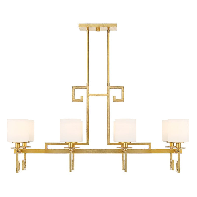 Savoy House Quatrain 8 Light Linear Chandelier, True Gold/White