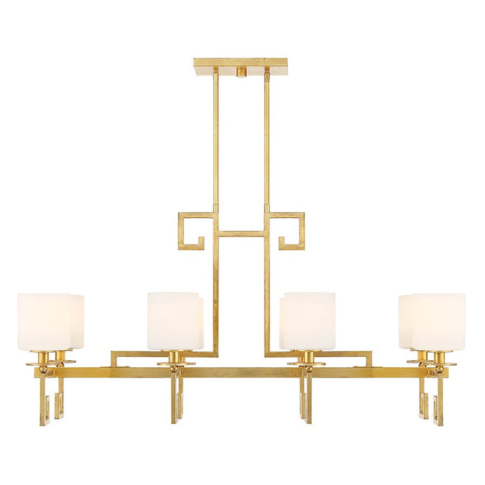 Savoy House Quatrain 8 Light Linear Chandelier, True Gold/White