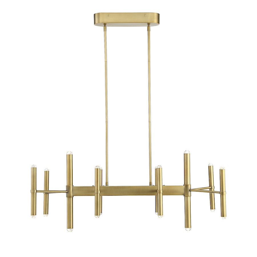 Savoy House Barnum 20 Light Linear Chandelier, Warm Brass