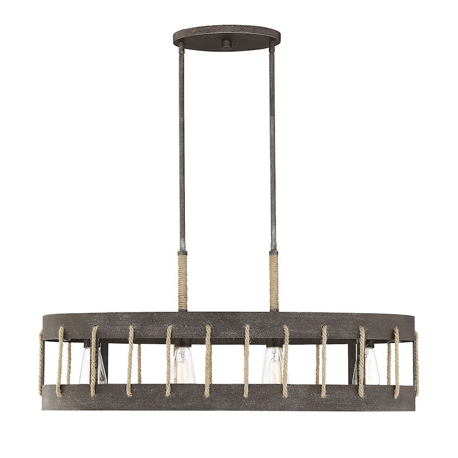 Savoy House Leland 4 Light Linear Chandelier, Artisan Rust