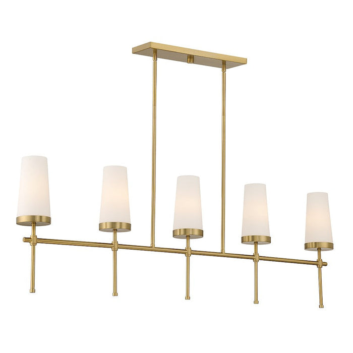 Essentials Haynes 5 Light Linear Chandelier, Warm Brass/White - 1-2803-5-322