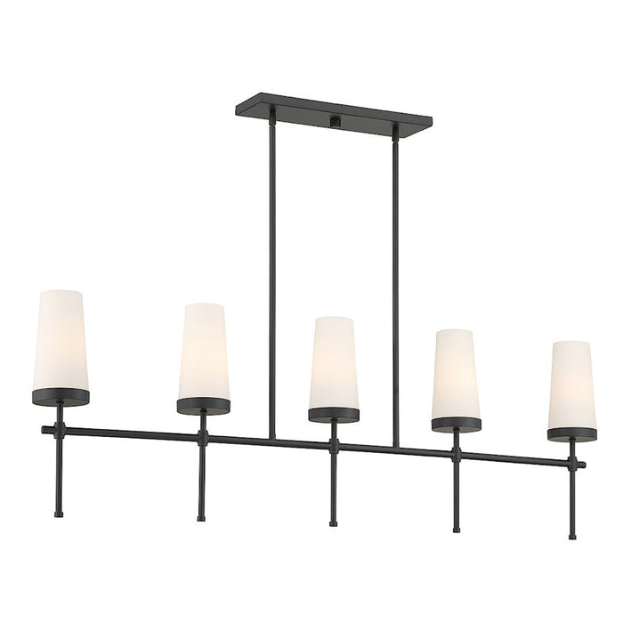 Essentials Haynes 5 Light Linear Chandelier, Black/White Opal - 1-2803-5-89