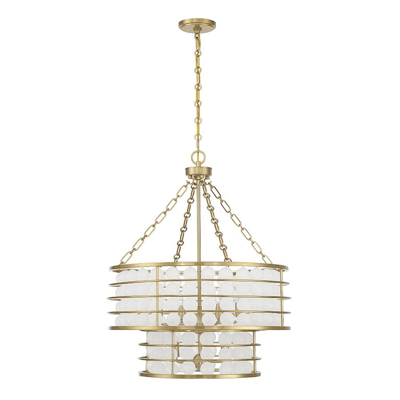 Savoy House Byron 6 Light Chandelier, Warm Brass/Frosted