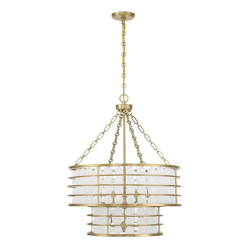 Savoy House Byron 6 Light Chandelier, Warm Brass/Frosted