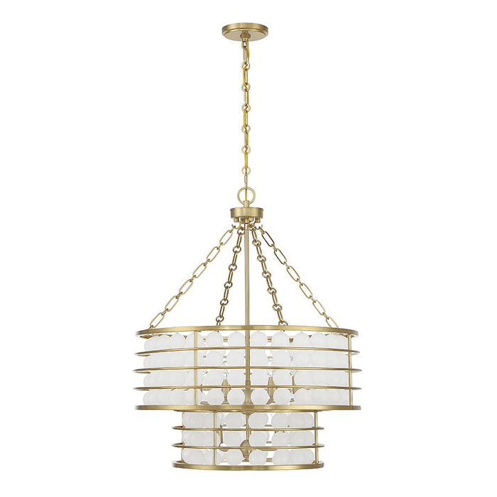 Savoy House Byron 6 Light Chandelier, Warm Brass/Frosted