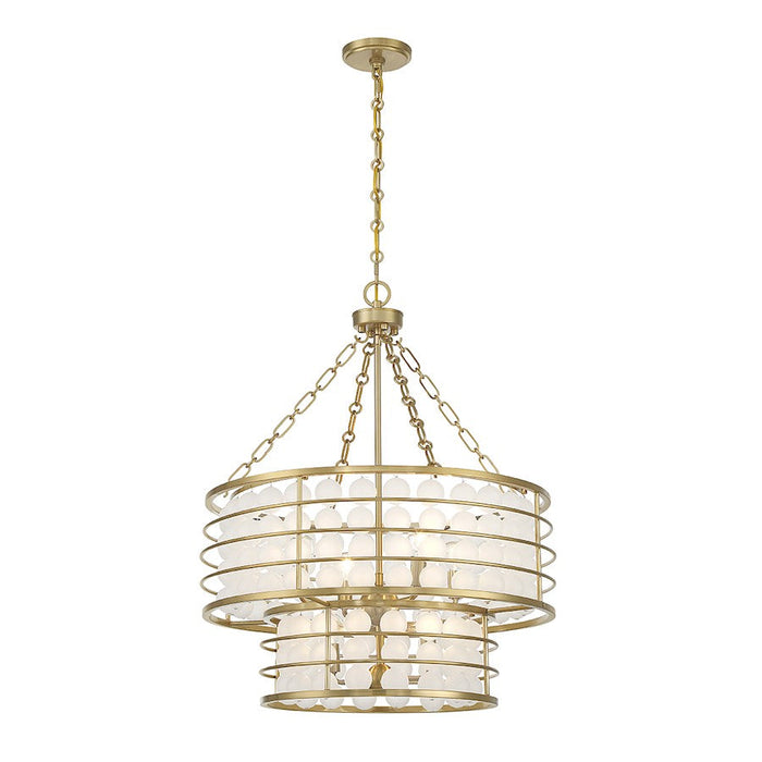 Savoy House Byron 6 Light Chandelier, Warm Brass/Frosted