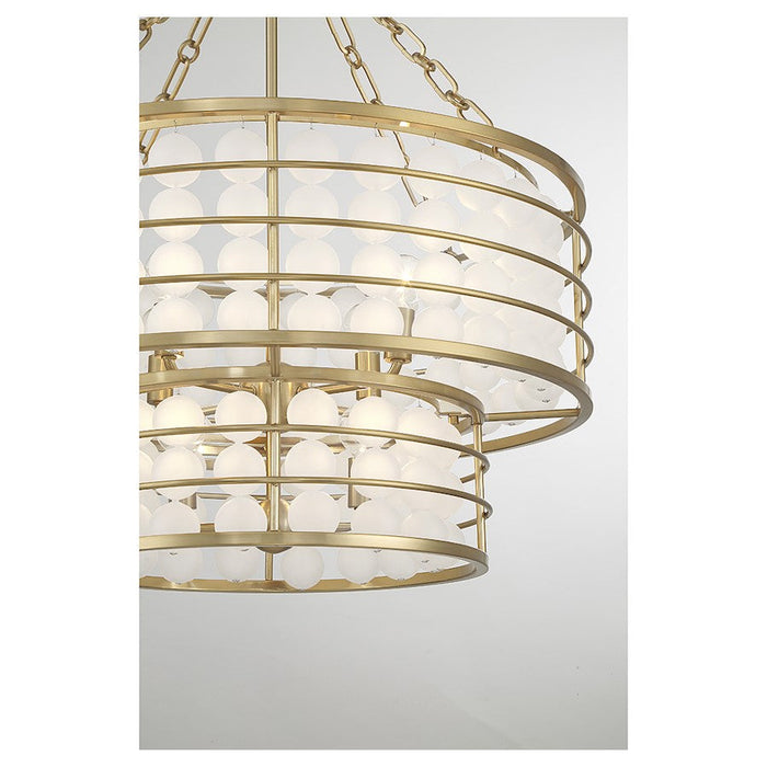 Savoy House Byron 6 Light Chandelier, Warm Brass/Frosted