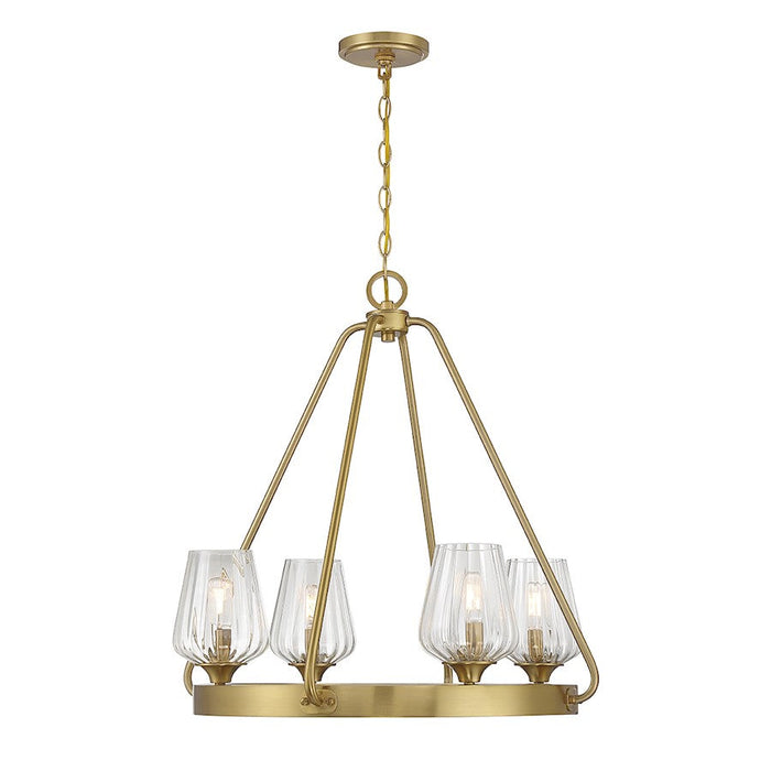 Essentials Carlton 4 Light Chandelier, Warm Brass/Ribbed - 1-3392-4-322