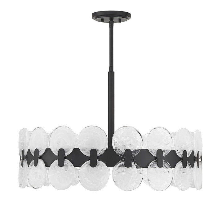 Savoy House Boca Chandelier, Matte Black/Strie Piastra