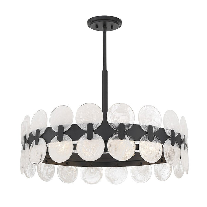 Savoy House Boca Chandelier, Matte Black/Strie Piastra