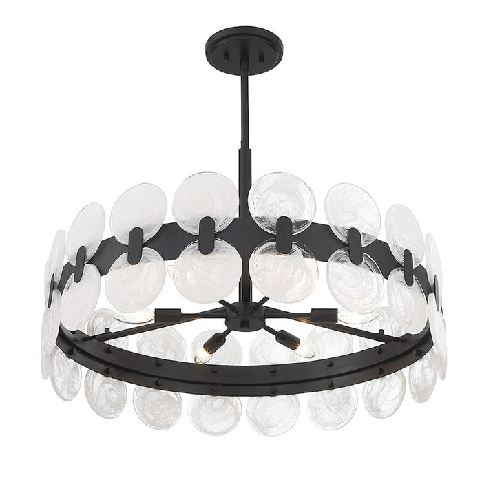 Savoy House Boca Chandelier, Matte Black/Strie Piastra