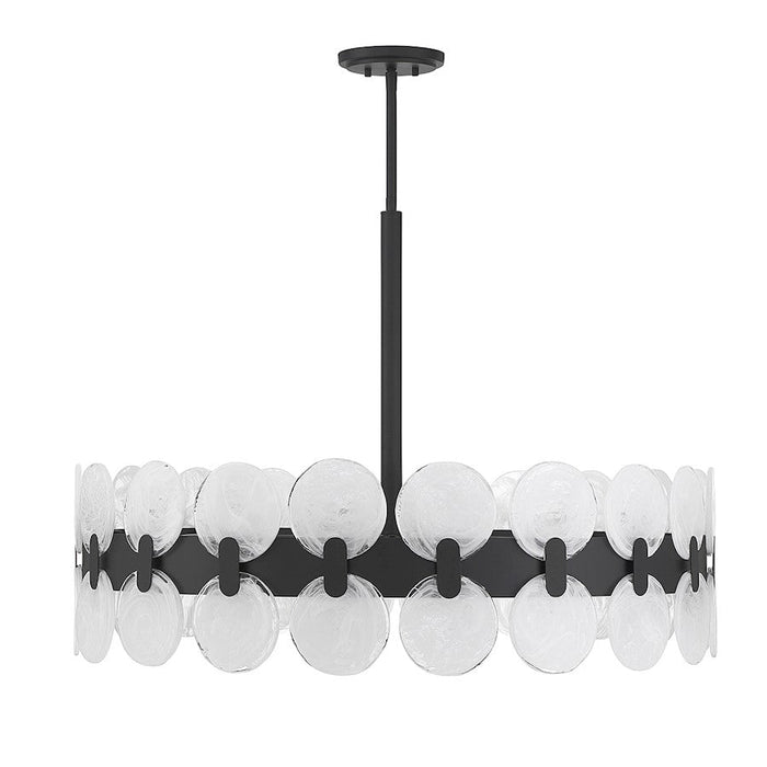 Savoy House Boca Chandelier, Matte Black/Strie Piastra