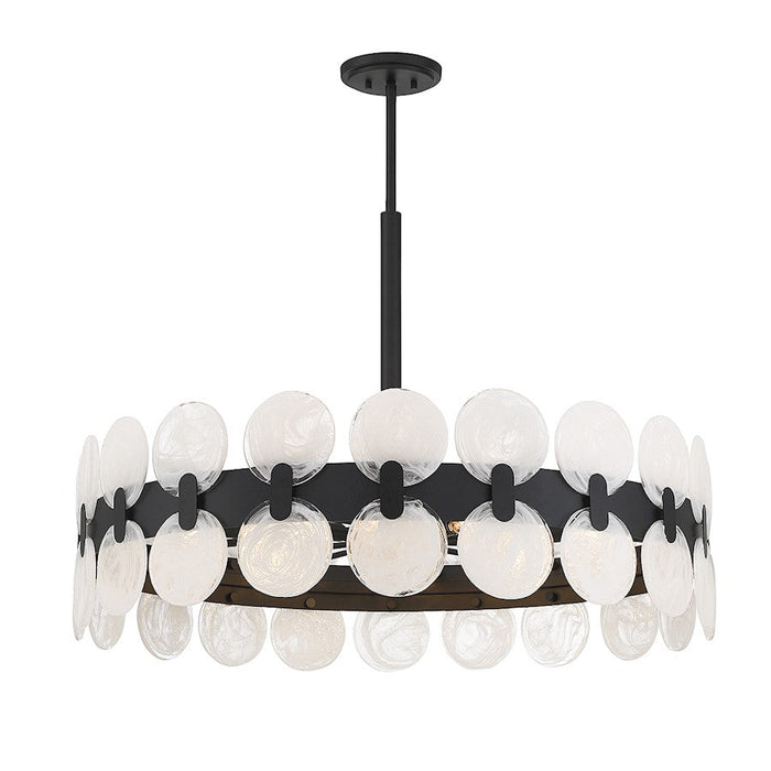 Savoy House Boca Chandelier, Matte Black/Strie Piastra