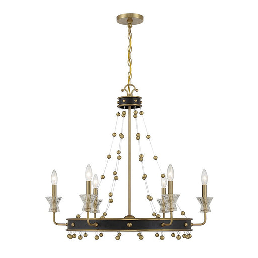 Savoy House Iris 6 Light Chandelier, Black/Warm Brass Accents - 1-3804-6-143