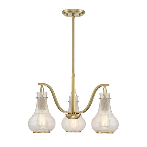 Savoy House Adams 3 Light Chandelier, Warm Brass/White Strie - 1-4418-3-322