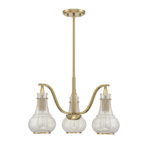 Savoy House Adams Chandelier, Warm Brass/White Strie