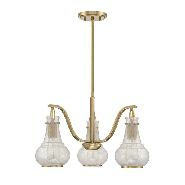 Savoy House Adams Chandelier, Warm Brass/White Strie