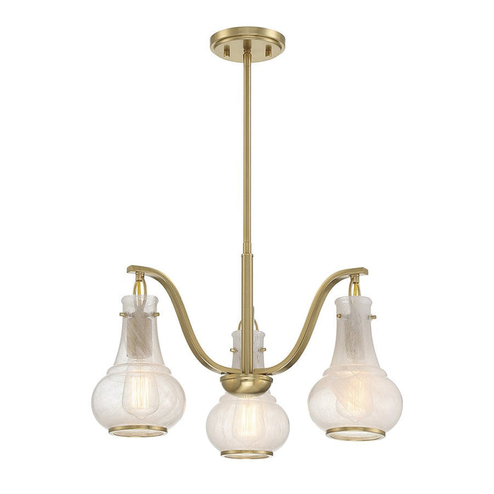 Savoy House Adams Chandelier, Warm Brass/White Strie