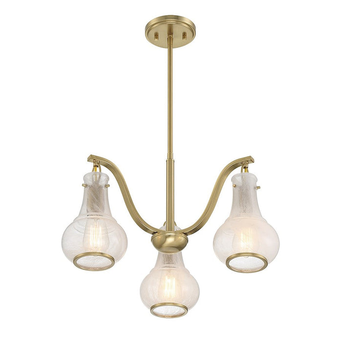 Savoy House Adams Chandelier, Warm Brass/White Strie