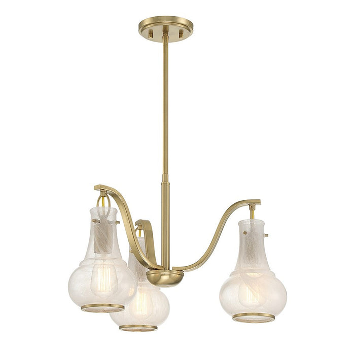 Savoy House Adams Chandelier, Warm Brass/White Strie