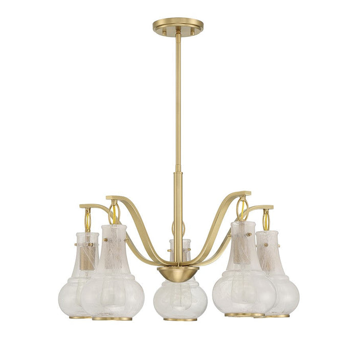 Savoy House Adams Chandelier, Warm Brass/White Strie