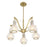 Savoy House Adams Chandelier, Warm Brass/White Strie