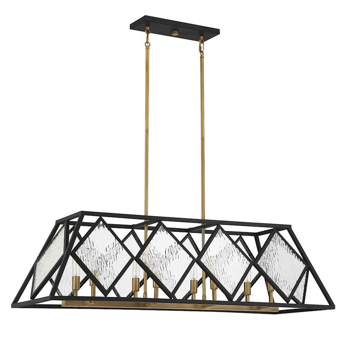 Savoy House Capella 8 Light Linear Chandelier, Bronze/Warm Brass