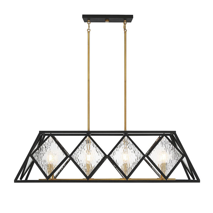 Savoy House Capella 8 Light Linear Chandelier, Bronze/Warm Brass