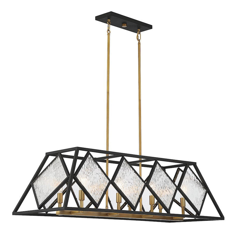 Savoy House Capella 8 Light Linear Chandelier, Bronze/Warm Brass