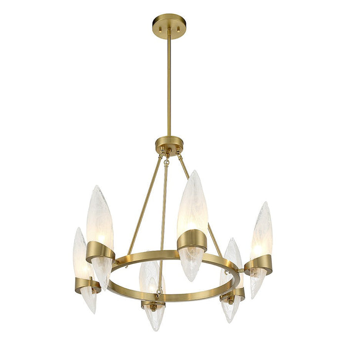 Savoy House Nouvel Chandelier, Brass/Handmade Strie