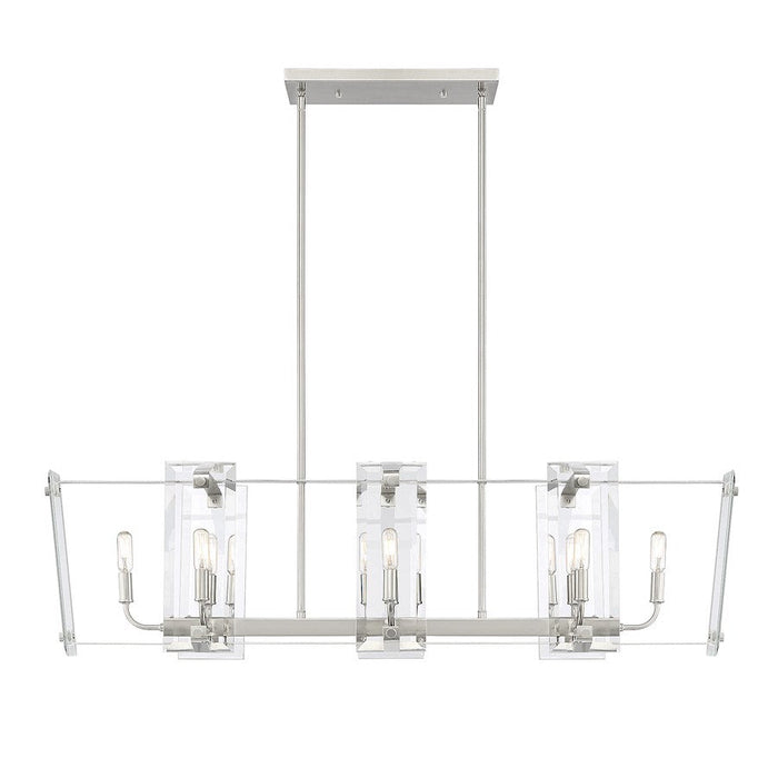 Savoy House Everett 8 Light Linear Chandelier, Satin Nickel - 1-7113-8-SN