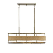 Savoy House Arcadia 4 Light Linear Chandelier, Brass/Rattan - 1-7770-4-177