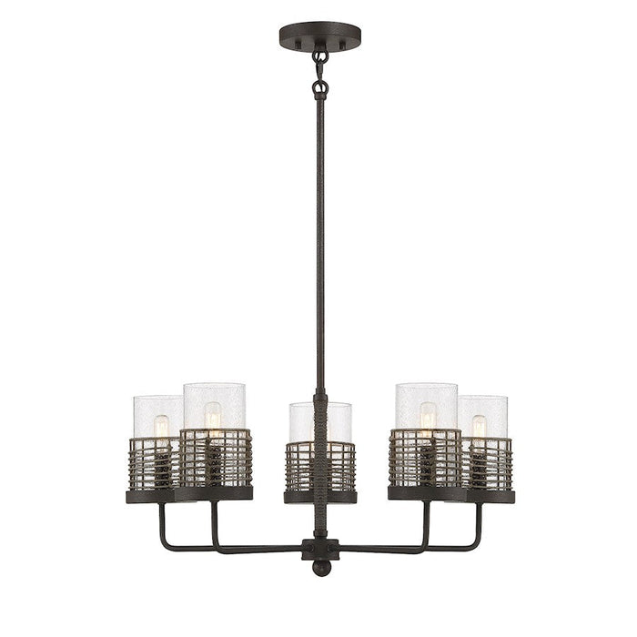 Savoy House Granada 5 Light Chandelier, Gunsmoke/Gray Rattan - 1-7778-5-181