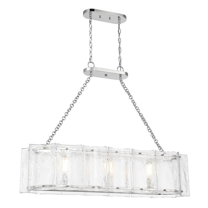 Essentials Genry 3 Light Linear Chandelier, Nickel/Clear Water - 1-8203-3-109