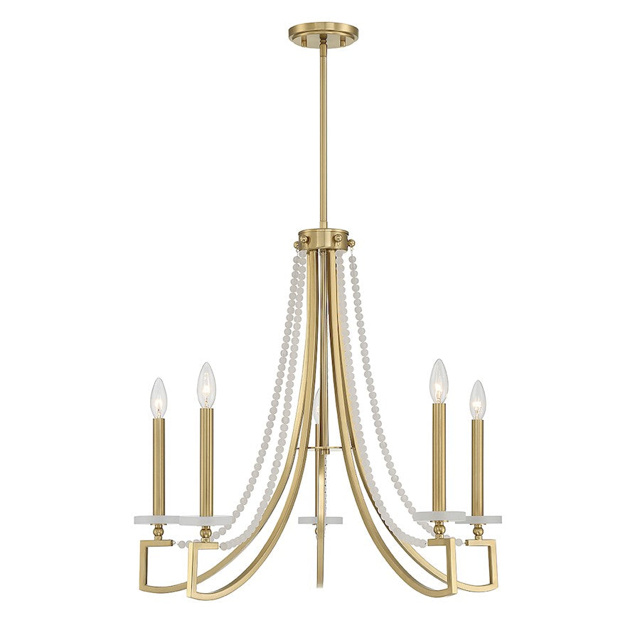 Savoy House Helen 5 Light Chandelier, Warm Brass/Frosted - 1-8803-5-322