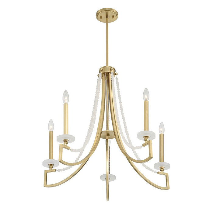 Savoy House Helen Chandelier, Warm Brass/Frosted