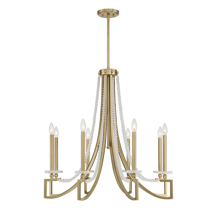 Savoy House Helen 8 Light Chandelier, Warm Brass/Frosted - 1-8804-8-322