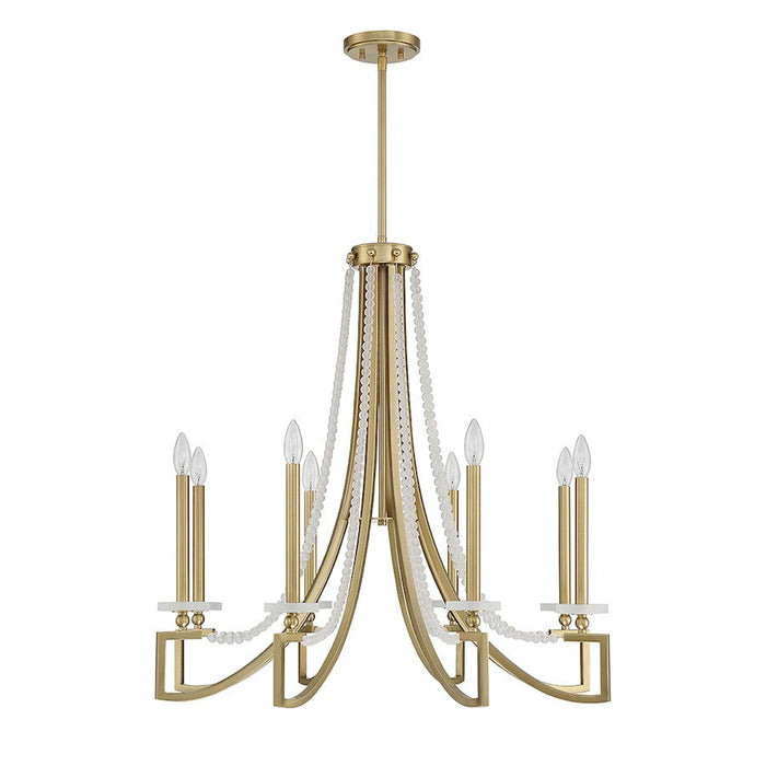 Savoy House Helen Chandelier, Warm Brass/Frosted