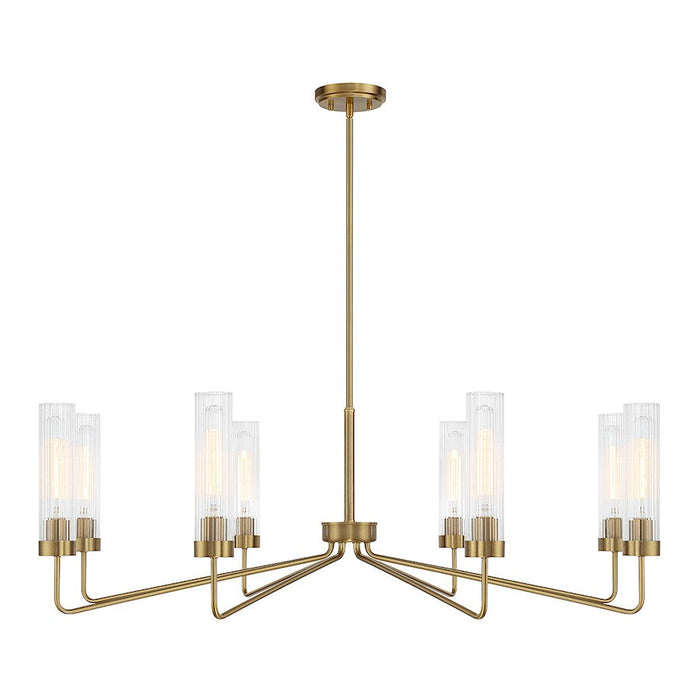 Savoy House Baker 8-Light Chandelier, Warm Brass/Clear Ribbed - 1-8860-8-322