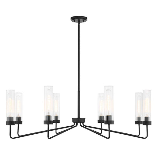 Savoy House Baker 8-Light Chandelier, Matte Black/Clear Ribbed - 1-8860-8-89