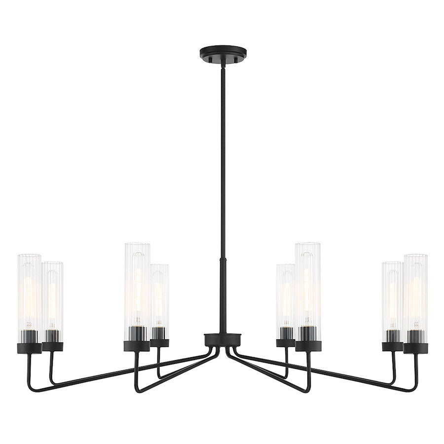 Savoy House Baker 8-Light Chandelier, Matte Black/Clear Ribbed - 1-8860-8-89