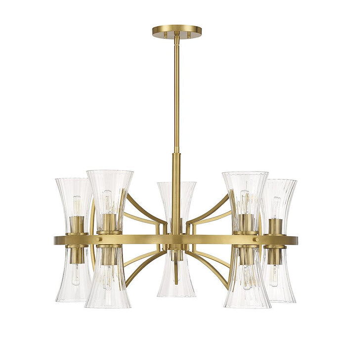 Savoy House Bennington Chandelier, Brass/Clear Ribbed