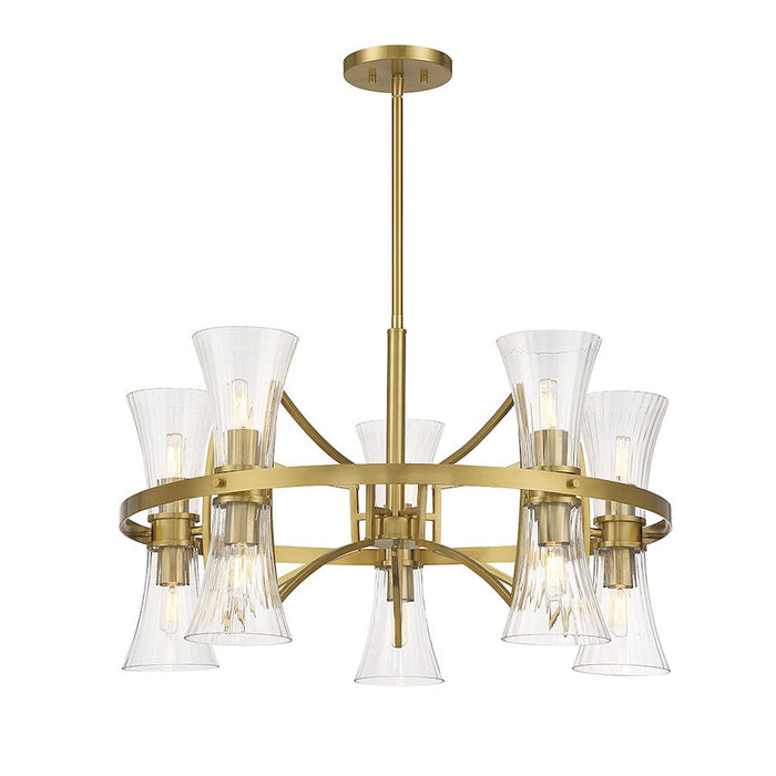 Savoy House Bennington Chandelier, Brass/Clear Ribbed