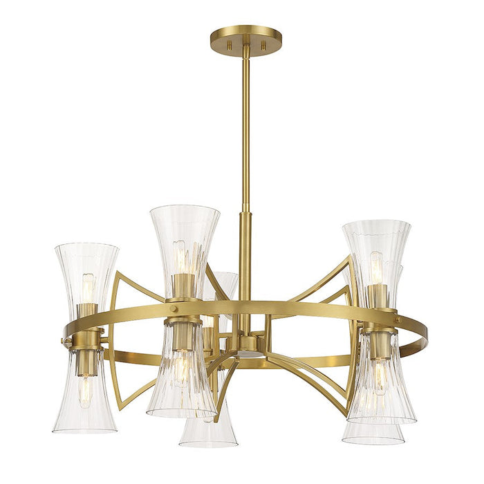 Savoy House Bennington Chandelier, Brass/Clear Ribbed