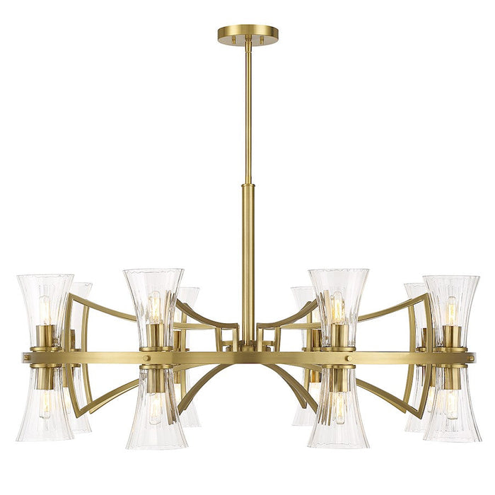 Savoy House Bennington 16 Light Chandelier, Brass/Clear Ribbed - 1-9705-16-322