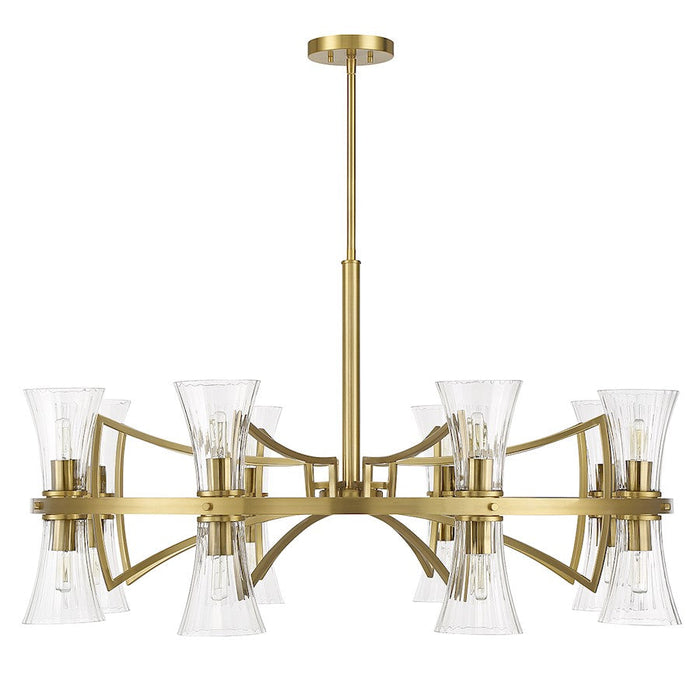 Savoy House Bennington Chandelier, Brass/Clear Ribbed