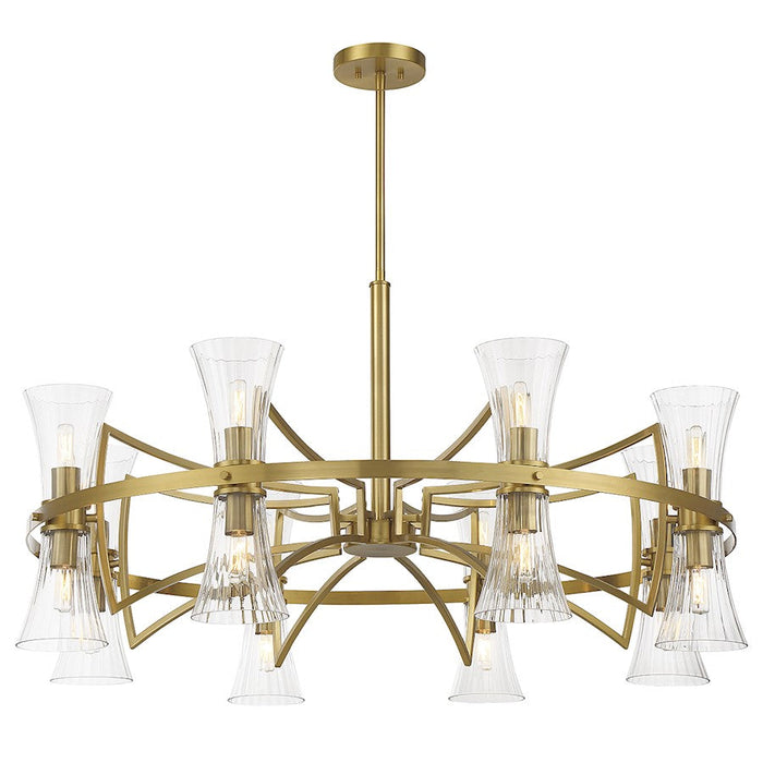 Savoy House Bennington Chandelier, Brass/Clear Ribbed