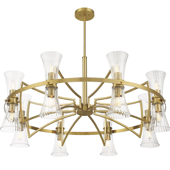 Savoy House Bennington Chandelier, Brass/Clear Ribbed