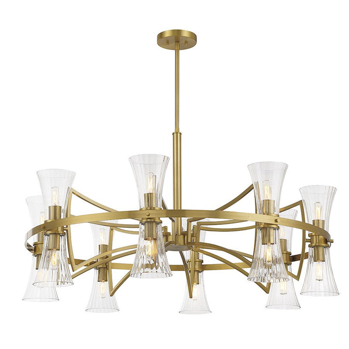 Savoy House Bennington Chandelier, Brass/Clear Ribbed