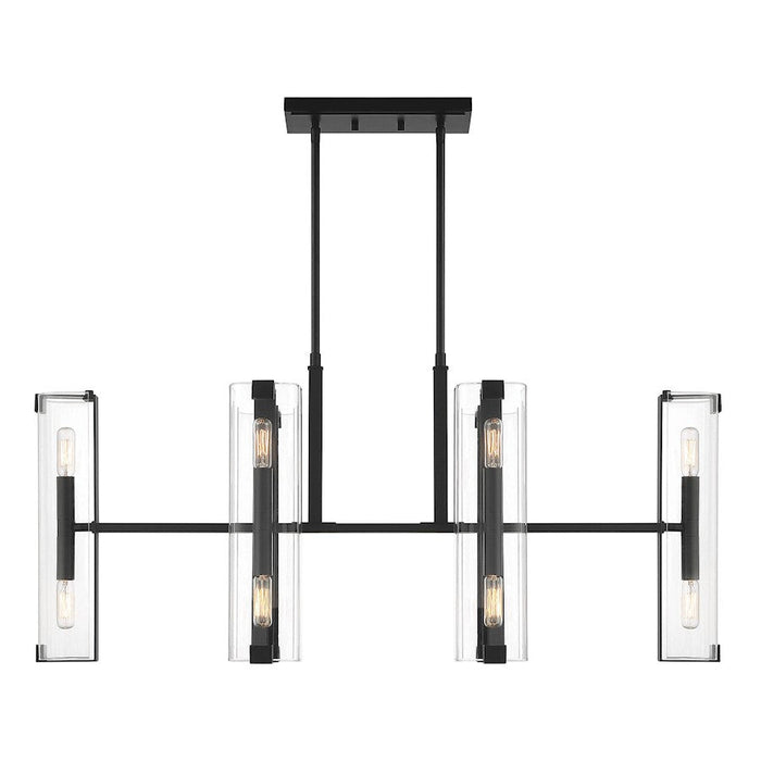 Savoy House Winfield 12 Light Linear Chandelier, Black/Clear